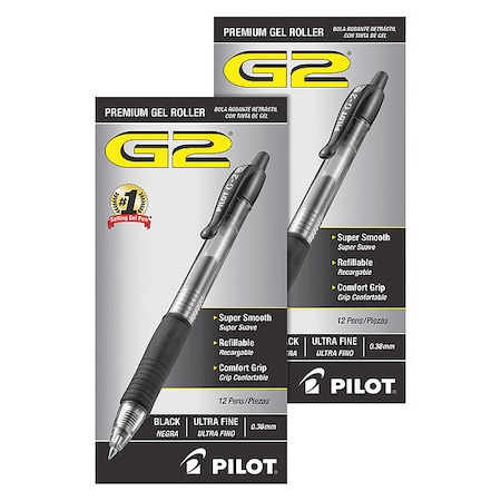 G2 Pen, Gel, G2, Ultra Fine, Bk, PK24 31277BD