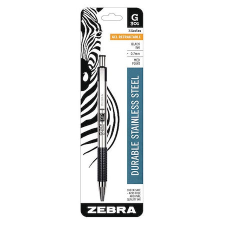 Zebra Pen Pen, Gel, G-301, Rt, 0.7Mm, Bk 41311