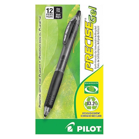 Pilot Pen, Precise, Begrn, Rt, 0.7, Bk, PK12 15001
