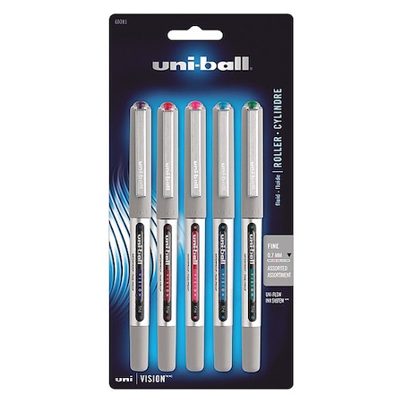 Uni-Ball Pen, Ub, Vision, 0.7Mm, Ast, PK5 UBC60381PP