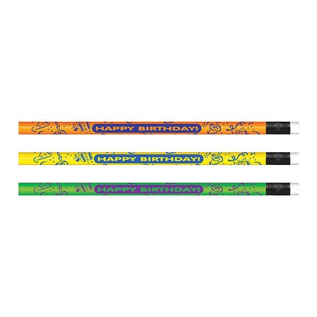 Moon Products Pencils, Happy B-Day, Neon, Dz 7917B