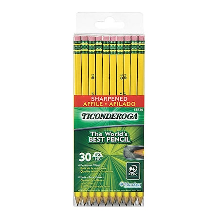 Ticonderoga Pencil, Wood, #2, Preshrp, PK30 13830