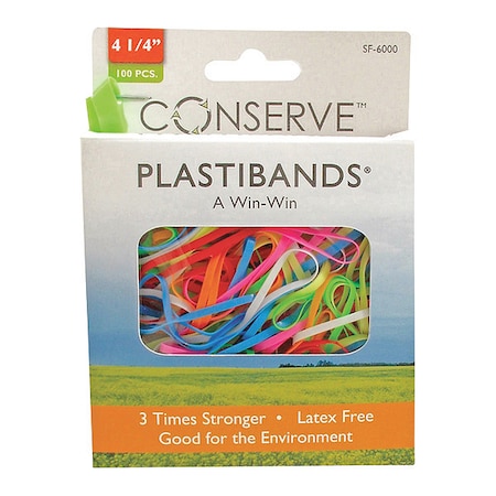Conserve Plastibands, 4.25", Ast, PK100 SF6000