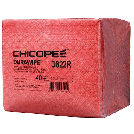Durawipe Durawipe 800 Wiper, Quarter Fold, Red, PK5 D822R