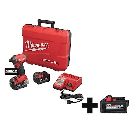 MILWAUKEE TOOL Impact Driver, Pistol Grip, 18VDC, Tool Length: 5" 2760-22, 48-11-1865