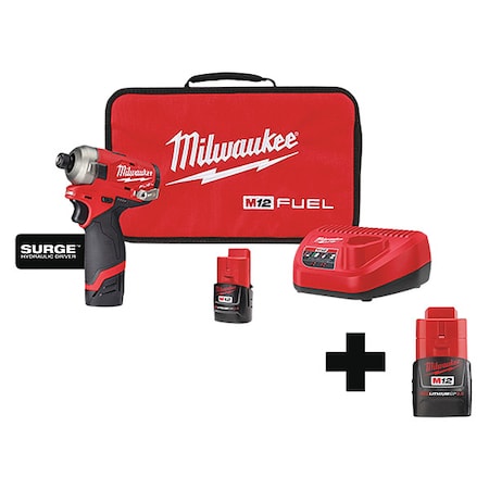 Milwaukee Tool M12 FUEL SURGE 1/4" Hex Hydraulic Driver Kit + M12 CP2.0 Battery 2551-22, 48-11-2420