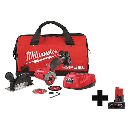 Milwaukee Tool M12 FUEL 3" Compact Cut Off Tool - Kit + M12 XC6.0 Battery 2522-21XC, 48-11-2460