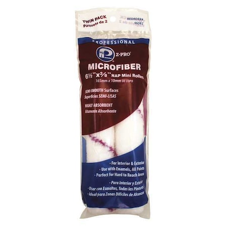Premier 6-1/2" Mini Paint Roller Cover, 3/8" Nap, Microfiber, 2 PK 46382