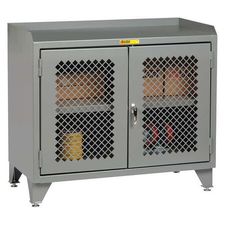 Little Giant Shelving Bench Storage Cabinet, 41 in H, 48 in W, Gray, Fixed Center Shelf Shelves MBP3-LL-2D-2448