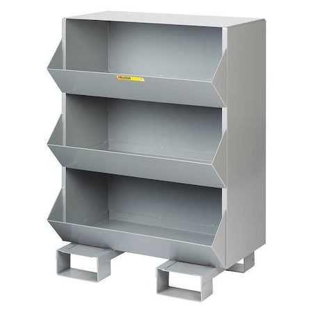 LITTLE GIANT Steel Sectional Stacking Bin, 20 in D x 42 in H x 32 in W, 4 Shelves, Gray MS1-1532-FP