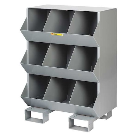 Little Giant Pallet Sectional Stacking Bin, 32 in W x 20 in D x 42 in H, 9 Compartments, Gray, Steel MS3-1532-FP