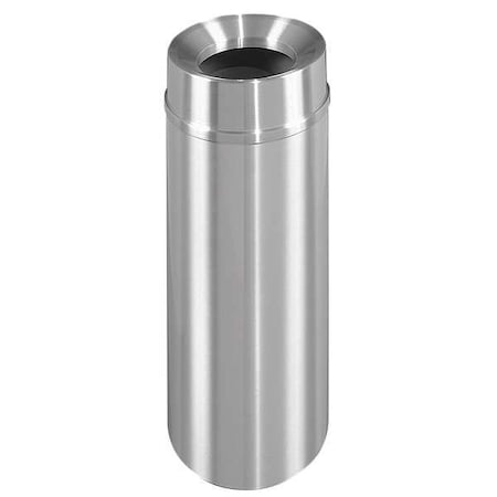 Glaro New Yorker 12 gal Round Indoor Metal Can, Satin Aluminum, None, Aluminum, 12 in F1232-SA-SA