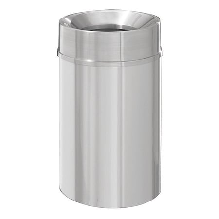 Glaro New Yorker 33 gal Round Indoor Metal Can, Satin Aluminum, None, Aluminum, Not Applicable F2035-SA-SA
