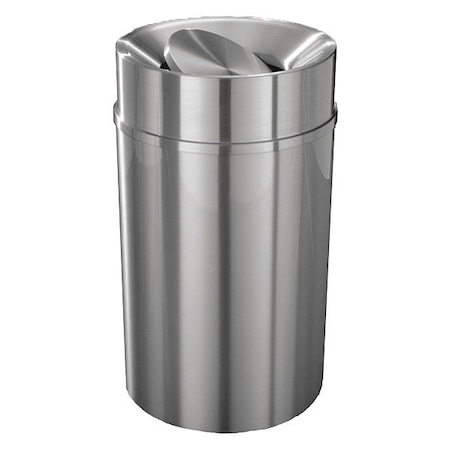 Glaro New Yorker 33 gal Round Indoor Metal Can, Satin Aluminum, Swing, Aluminum, Not Applicable TA2035-SA-SA