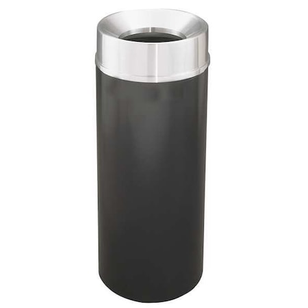 Glaro 12 gal. Steel Round Trash Can, Black F1232-BK-SA