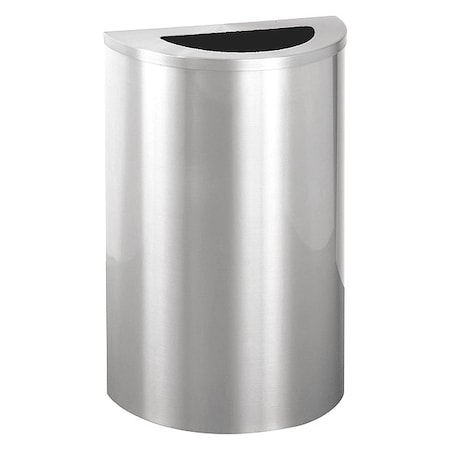 Glaro Wastemaster 14 gal Half-Round Indoor Metal Can, Satin Aluminum, None, Aluminum, Not Applicable 1891-SA-SA