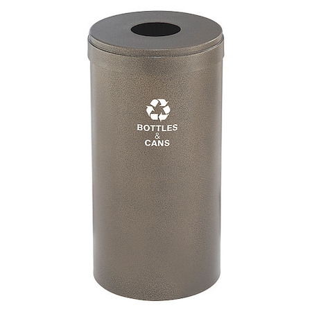 Glaro 23 gal Round Recycling Bin, Open Top, Bronze Vein, Steel, 1 Openings B-1542BV-BV-B&C