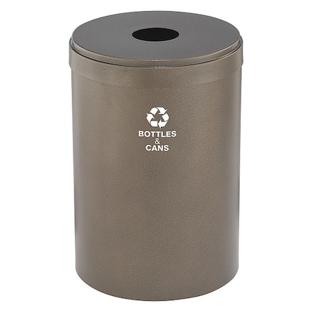Glaro 41 gal Round Recycling Bin, Open Top, Bronze Vein, Steel, 1 Openings B-2042BV-BV-B&C