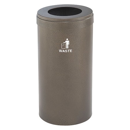 Glaro 23 gal Round Recycling Bin, Funnel Top, Bronze Vein, Steel, 1 Openings W-1542BV-BV-W