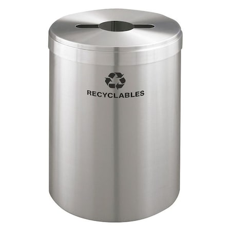 Glaro 41 gal Round Recycling Bin, Open Top, Satin Aluminum, Aluminum, 1 Openings M-2042SA-SA-R