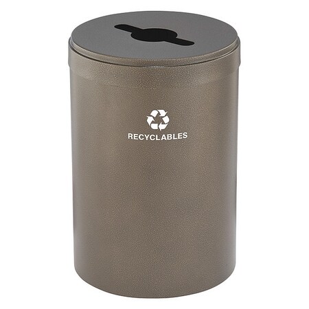 Glaro 41 gal Round Recycling Bin, Open Top, Bronze Vein, Steel, 1 Openings M-2042BV-BV-R