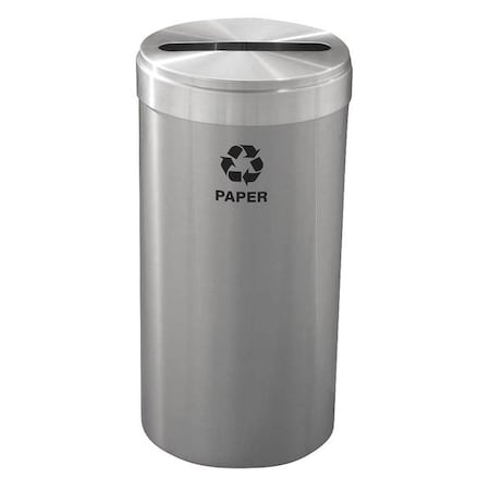 Glaro 23 gal Round Recycling Bin, Open Top, Satin Aluminum, Aluminum, 1 Openings P-1542SA-SA-P