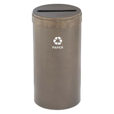 GLARO 23 gal Round Recycling Bin, Open Top, Bronze Vein, Steel, 1 Openings P-1542BV-BV-P