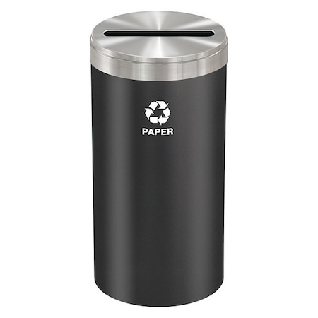Glaro 23 gal Round Recycling Bin, Open Top, Satin Black/Satin Aluminum, Steel, 1 Openings P-1542BK-SA-P
