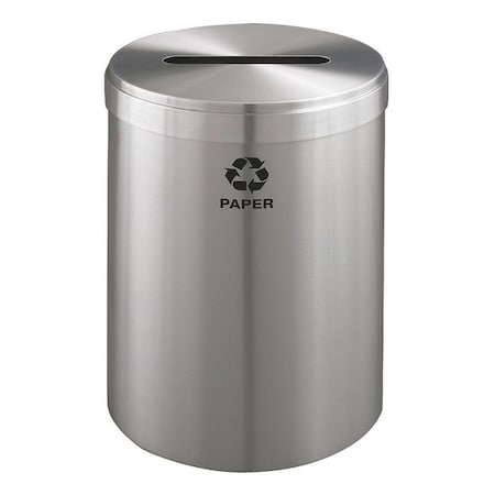 Glaro 41 gal Round Recycling Bin, Open Top, Satin Aluminum, Aluminum, 1 Openings P-2042SA-SA-P