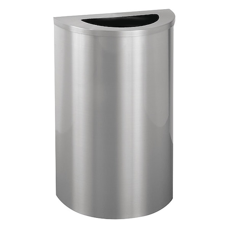Glaro Wastemaster 14 gal Half-Round Indoor Metal Can, Satin Aluminum, None, Aluminum, Not Applicable 1891-SA-SA-WM189