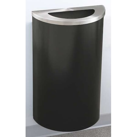 Glaro 14 gal. Steel Half-Round Trash Can, Black 1891-BK-SA-WM189