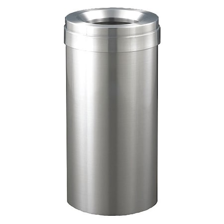 Glaro Wastemaster 15 gal Round Indoor Metal Can, Satin Aluminum, None, Aluminum, Not Applicable F1237-SA-SA