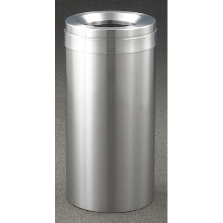 Glaro Wastemaster 23 gal Round Indoor Metal Can, Satin Aluminum, None, Aluminum, 15 in F1537-SA-SA