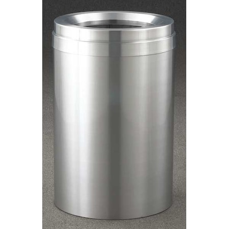 Glaro Wastemaster 41 gal Round Indoor Metal Can, Satin Aluminum, None, Aluminum, 20 in F2037-SA-SA