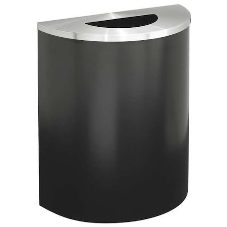 Glaro 29 gal. Steel Half-Round Trash Can, Black 2491-BK-SA