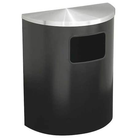 Glaro 24 gal. Steel Half-Round Trash Can, Black 2493-BK-SA