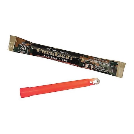 Chemlight By Cyalume Technologies Lightstick, Red, 1/2 hr., 6 in. L, PK500 9-27063