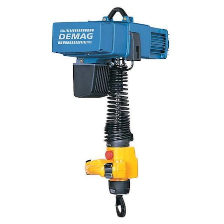 Demag Electric Chain Hoist, 250 lb, 9 ft, Hook Mounted - No Trolley, 480V AC, Blue DCMS Pro 1-125 1/1 H2.8 VS30-30 480/60