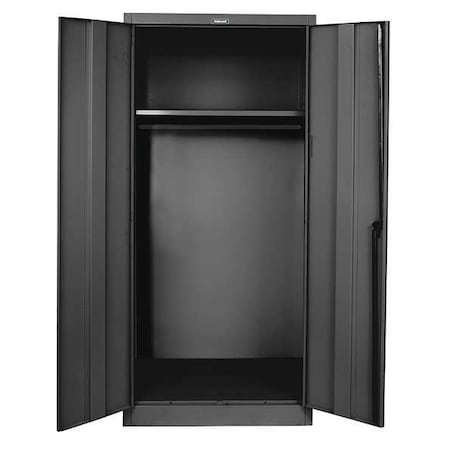 Hallowell Wardrobe Storage Cabinet, 78 in H, 48 in W, 24 in D, Swing, Keyed, Black, 1 Shelves, 0 Drawers 845W24A-ME