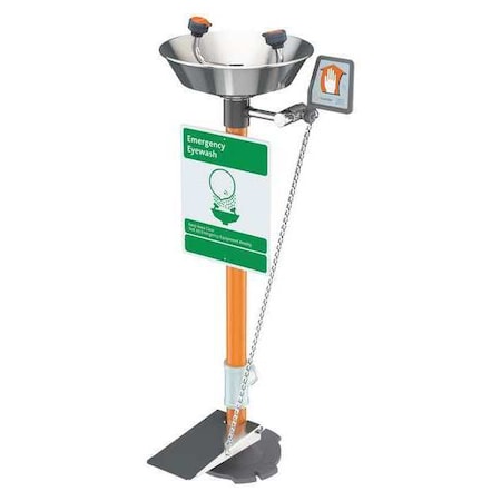 Guardian Equipment Plumbed Eyewash, Floor Mount, Plumbed, 38 in H., 16 in W G1825HFC