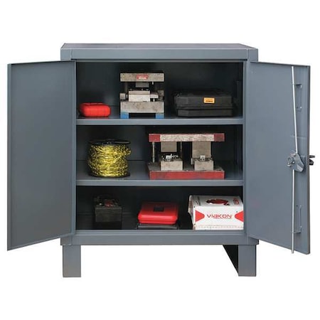 Durham Mfg Shelving Storage Cabinet, 42 in H, 36 in W, 24 in D, Swing, Padlock Hasp, Gray, 2 Shelves, 0 Drawers 3700-2S-95