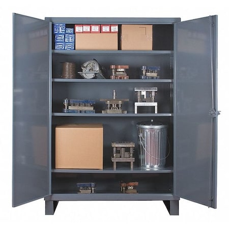 Durham Mfg Shelving Storage Cabinet, 78 in H, 60 in W, 24 in D, Swing, Padlock Hasp, Gray, 4 Shelves, 0 Drawers 3704-4S-95