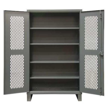 Durham Mfg Shelving Storage Cabinet, 78 in H, 60 in W, 24 in D, Swing, Padlock Hasp, Gray, 4 Shelves, 0 Drawers HDCV246078-4S95