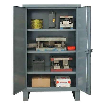 Durham Mfg Shelving Storage Cabinet, 66 in H, 36 in W, 24 in D, Swing, Padlock Hasp, Gray, 3 Shelves, 0 Drawers HDC-243666-3S95