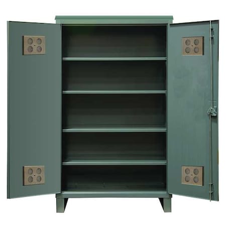 Durham Mfg Shelving Storage Cabinet, 78 in H, 60 in W, 24 in D, Swing, Padlock Hasp, Gray, 4 Shelves, 0 Drawers HDCO246078-4S95