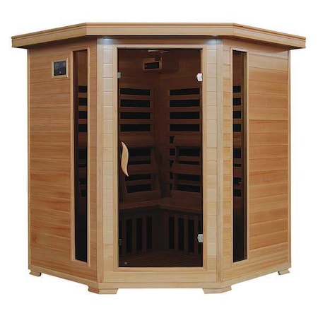 Heatwave Sauna, Corner, 4 ppl, Carbon Heater, Hemlock BSA2420