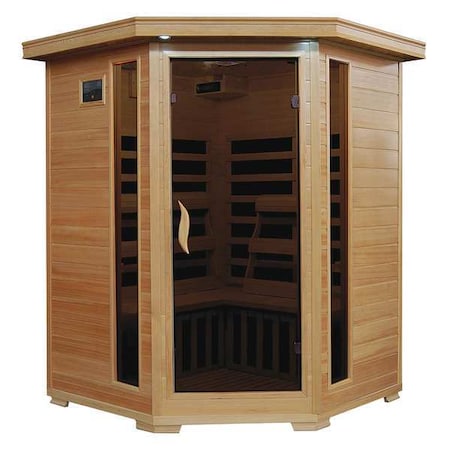 Heatwave Sauna, Corner, 3 ppl, Carbon Heater, Hemlock BSA2412