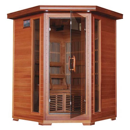 Heatwave Sauna, Corner, 3 ppl, Carbon Heater, Cedar BSA1312