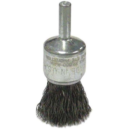 Weiler Wolverine 3/4" Crimped Wire End Brush .014" Steel Fill 1/4" Stem 36246