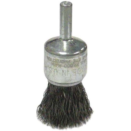 Weiler 3/4" Crimped Wire End Brush .006"Stainless Steel Fill 1/4" Stem 36283